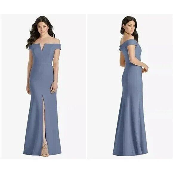 Dessy Collection Dresses & Skirts - NWT Dessy Collection V Neck Off The Shoulder Trumpet Gown Dress 14 Larkspur Blue